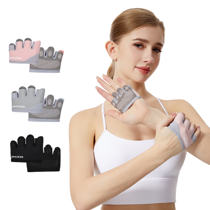 Pilates Yoga Aerial - Pair of Fitness Fingerless Gloves: Anti-Blister