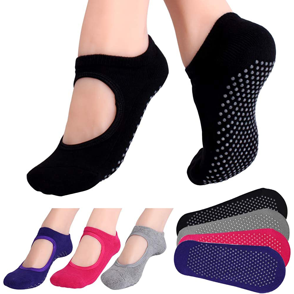 Pilates Yoga Grip Socks - Backless Non-slip Fitness Pilates Socks Cotton