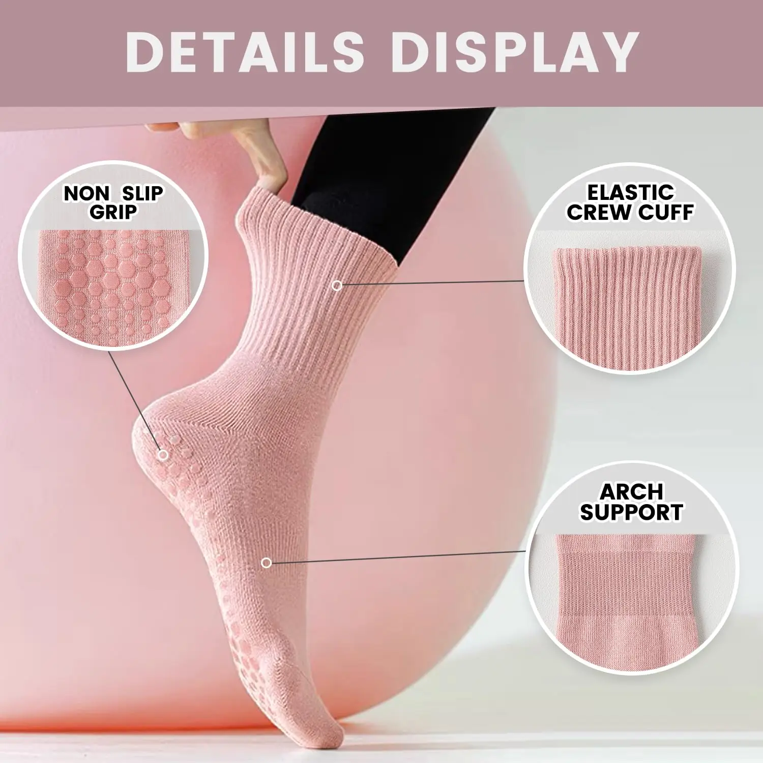 4 pairs of women's yoga socks, - Pilates Yoga Origin review and price