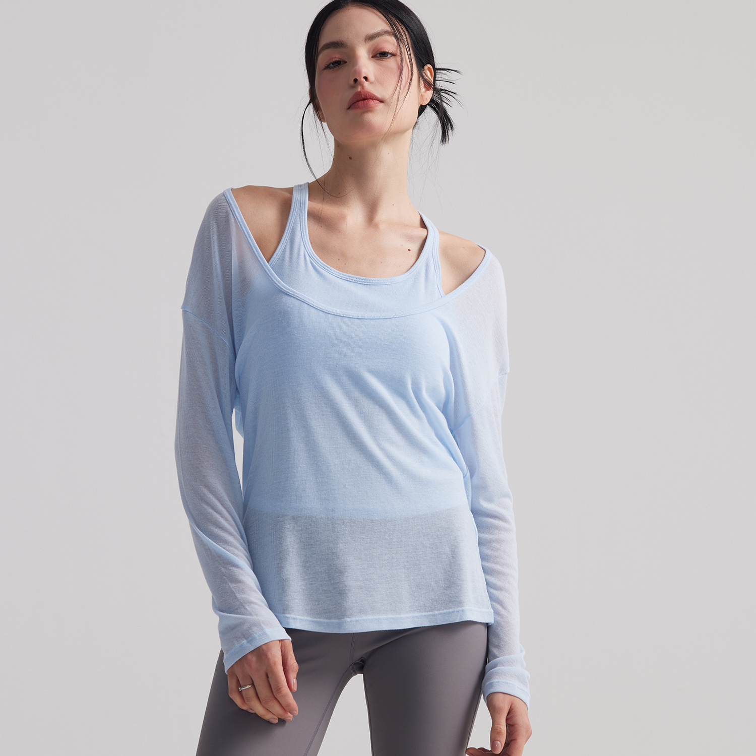 Women Loose Semi Sheer Long Sl - Pilates Yoga Outfit review and price